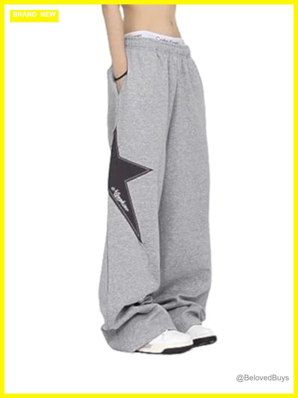 Women's Drawstring Sweatpants Loose Wide Leg Joggers Star Print Streetwear